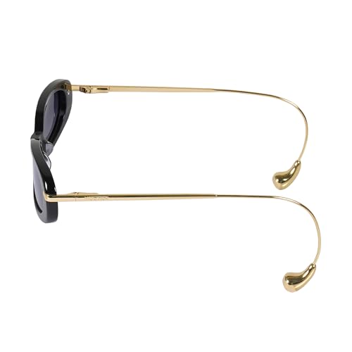 HIDESIGN Elara Retro Oval Sunglass - Black Acetate