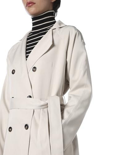ONLY Women's Solid Loose Fit White Coat