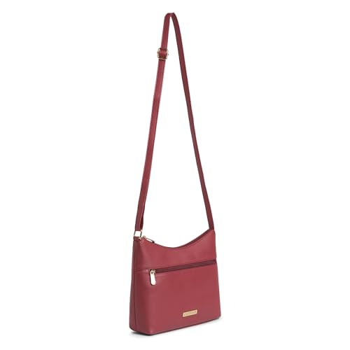 Caprese Ash Medium Sling Bag for Women with Adjustable Strap for Comfortable Wear | Zipper Closure | Versatile Handbag With Back Zip for Everyday Use, Travel, and Special Occasions (Cherry Red)