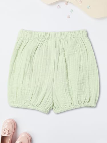Max Girls Lace Detailed Shorts Set(Green_12-18 M)