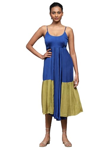 Ritu Kumar Blue Solid Satin Long Dress