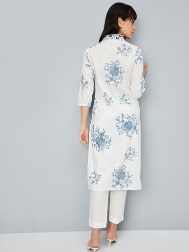 Max Women's Cotton Blend Kurta Set (CTKST54022_Off White