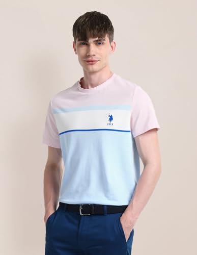 U.S.POLO ASSN. Men's Color Block Fitted T-Shirt (USTSH2022 Blue
