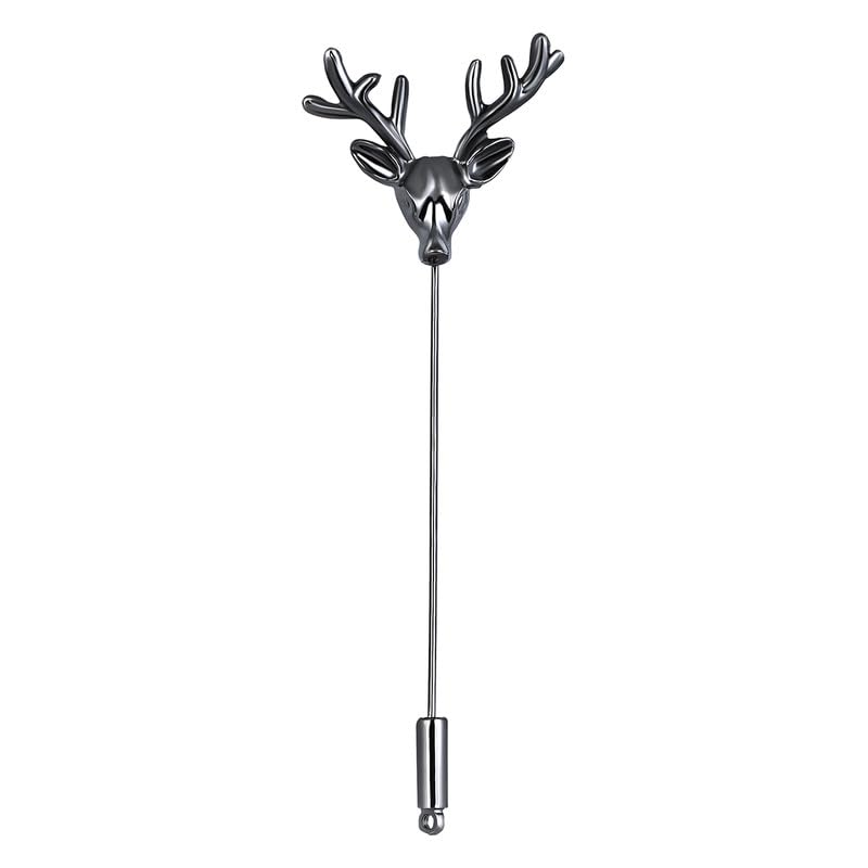 Mahi Black Gun Metal Plated Deer Shaped Lapel Pin Wedding Brooch Suit Accessory for Mens (BP1101148B)