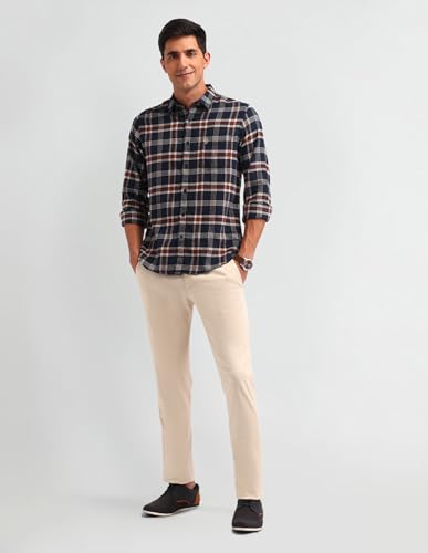 U.S. Polo Assn. Denim Co. Men's Checkered Slim Fit Shirt (UDSHT1408_Blue