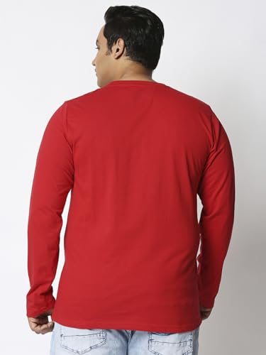 Bewakoof Official NASA Merchandise NASA Men's Graphic Print Regular Fit Full Sleeve Round Neck Cotton Plus Size T-Shirt_694255_Red_4XL
