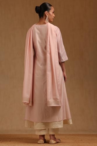 Soch Womens Pink Chanderi Floral Zari Embroidered Salwar Suit