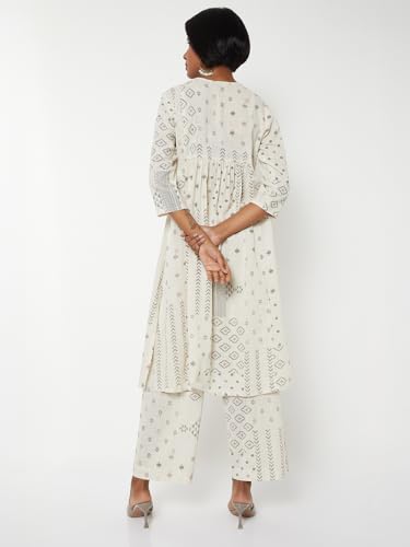 Max Women Printed Straight Kurta Set (White_XXL)