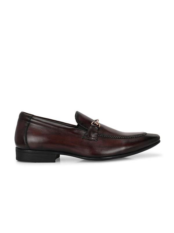 HITZ Men's Brown Leather Slip On Shoes - UK 10