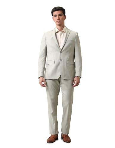 Arrow Men's Self Design Two Piece Ceremonial Suit Light Green