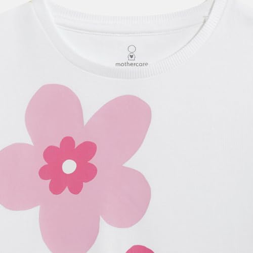 Mothercare Girls Pop Petals Printed Short Sleeves T-Shirt - White