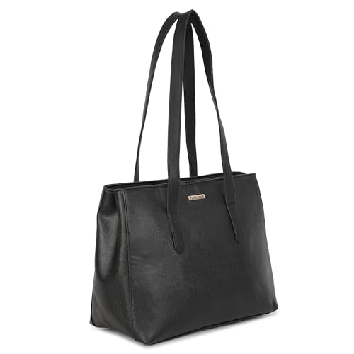 Fastrack Black Tote Bag For Women, Girls and Ladies | Laptop Tote Bag for Women | Fits Upto 14" Laptop | Ladies Purse Handbag