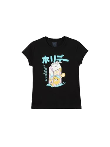 Max Girls Printed T-Shirt (Black_8-9 Y)