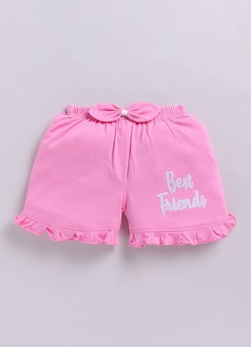 Zeal Garments Baby Girl Cotton Co-ord Set | Printed T-Shirt & Shorts | Summer Outfit for Girls | Casual Wear for Toddlers & Kids (Pink, 12-18 Months, 1260 02 20 1218)