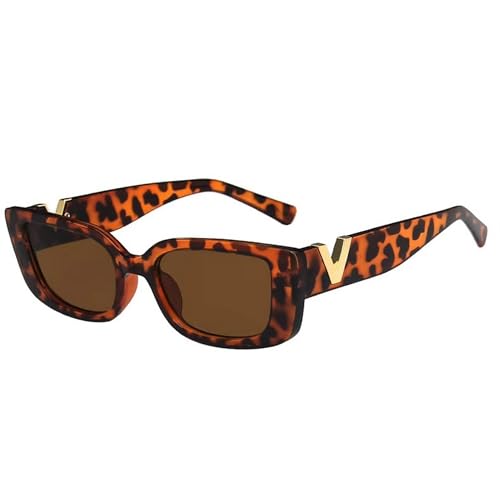 Dervin UV Protected Cat Eye Retro Sunglasses, Black Frame with Gold Accents, Unisex (Brown)