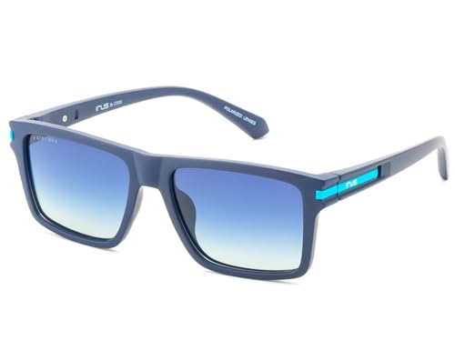 IRUS Men Rectangular sunglasses | 100% UV protection and polarized | Small Size | Blue Polarized Tri Acetate Cellulose lens