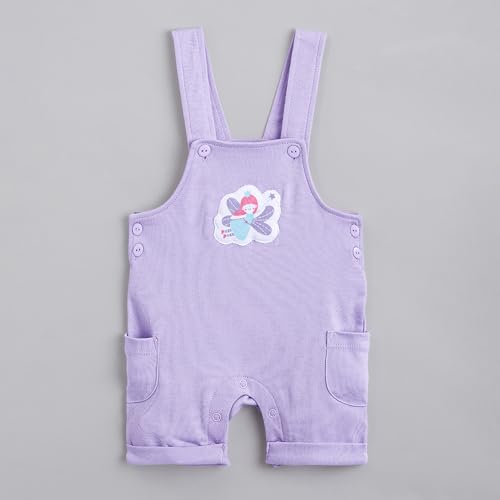 Hopscotch Girls Multi Short Sleeves 2-Pc Unicorn Cotton Overall Set For Ages(0-3 Months)