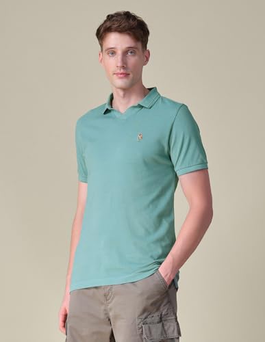 U.S. Polo Assn. Denim Co. Men's Solid Slim Fit Polo Shirt (UDTSHOE0261_Light Green_M)