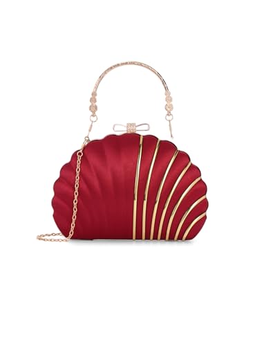 TOOBA Women's Maroon Handicraft Beautiful Bling Box Clutch Bag for Wedding, Banquet, Gift Family, & Friends