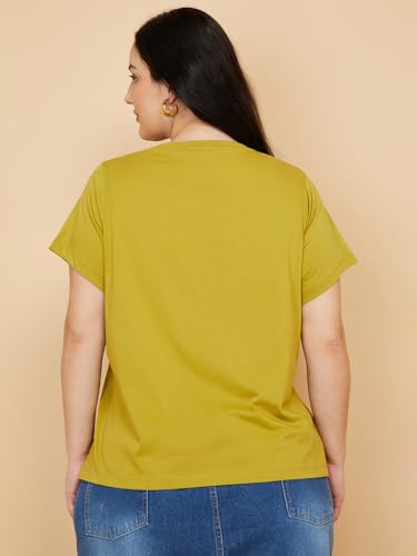 Max Women Embroidered T-Shirt (Green_6XL)
