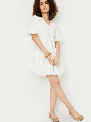 Max Women's Pure Cotton Modern Midi Dress (ST47004OFF White_Off