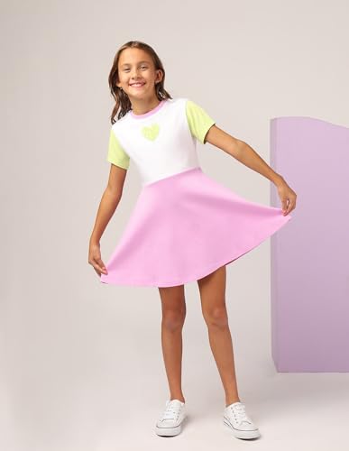 U.S. POLO ASSN. Girl's Cotton Fit and Flare Mini Dress (UGSS25DRS204 Pink