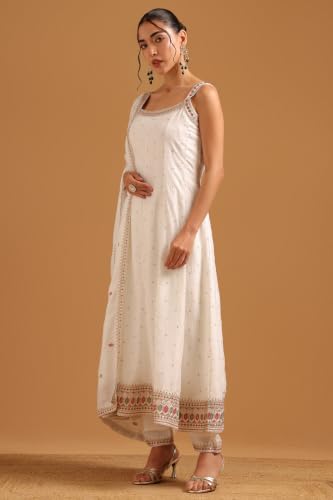 Soch Womens Off White Vichitra Embroidered Sequin Detail Salwar Suit