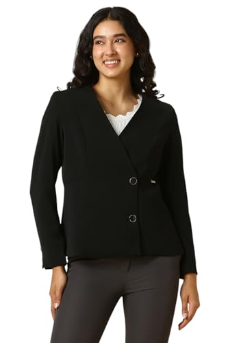 Allen Solly Women's Blazer (AHBZERGFA39435_Black