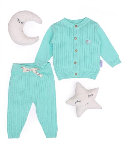 Mi Arcus Unisex Cabel knitted Cardigan with Pajama Clothing Set - Cuddle 2 (4-6 M)