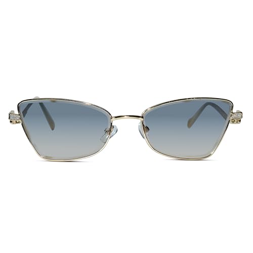 Luxury Premium Gold Cat Eye Sunglasses for Women | UV Protected Stylish Fashion Sunglasses | Lightweight Designer Shades for Driving, Travel, Beach & Outdoor Wear