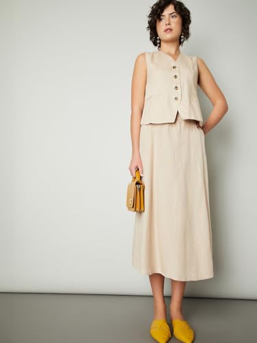 Max URB_N Women Solid A-line Skirt (Cream_20)