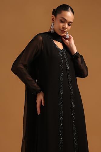 Soch Womens Black Georgette Salwar Suit With Beads