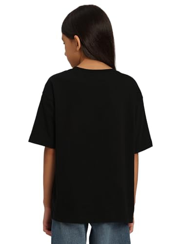 VERO MODA Girl's Graphic Print Regular Fit Black T-Shirt