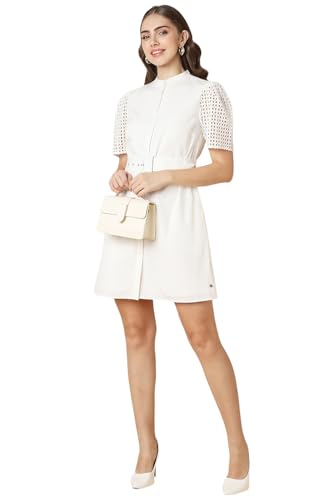 Allen Solly Women's Cotton Modern Mid-Thigh Length Dress (AHDRWRGF353413_White