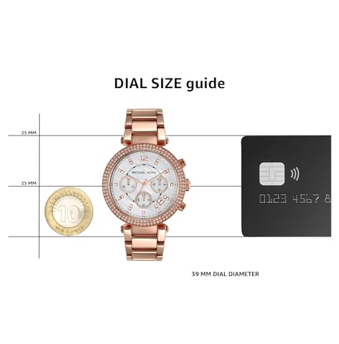 Michael Kors Parker Analog White Dial Gold Band Women's Stainless Steel Watch-MK5491