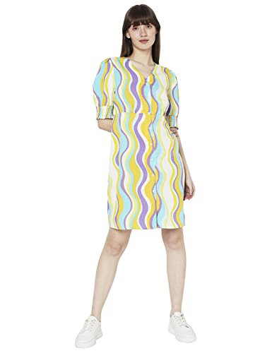 Vero Moda Women's Knee Length Polyester Shirt Light Blue Dress_X-Small