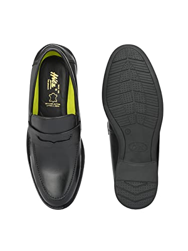 HITZ Men's Black Leather Slip On Formal Shoes - UK 10