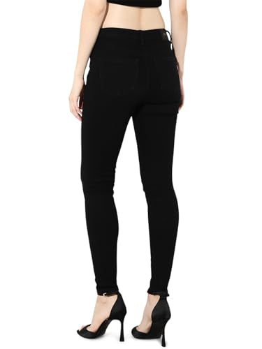ONLY Women's Solid Skinny Fit Mid-Rise Black Jeans