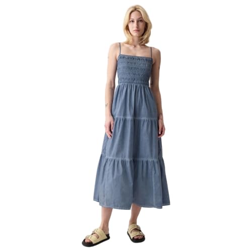 GAP Women's Cotton Fit and Flare Below The Knee Strappy Casual Dress