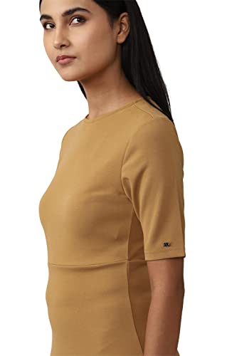 Van Heusen Women's Polyester Blend Classic Below The Knee Dress (VWCDFRGF482328_Brown