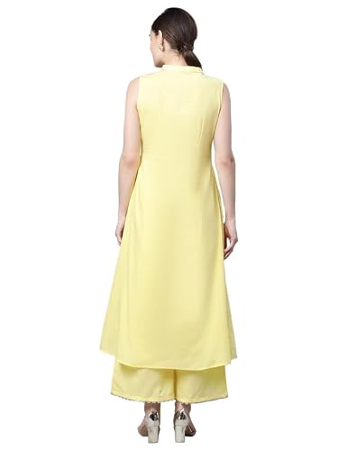 Ahalyaa Women Yellow Colour Cotton Printed Kurta Palazzo Set