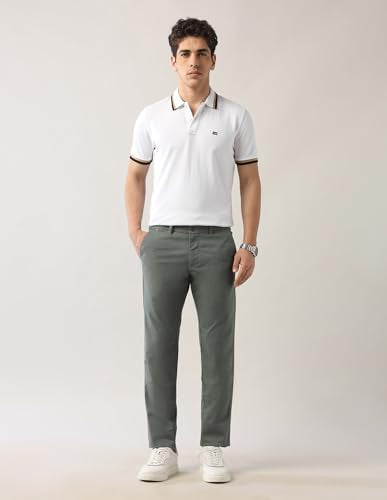 Arrow Sports Men's Twill Slim Fit Trousers Green