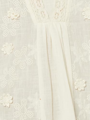 Max Women Floral Applique Kalidar Kurta (Off White_XL)