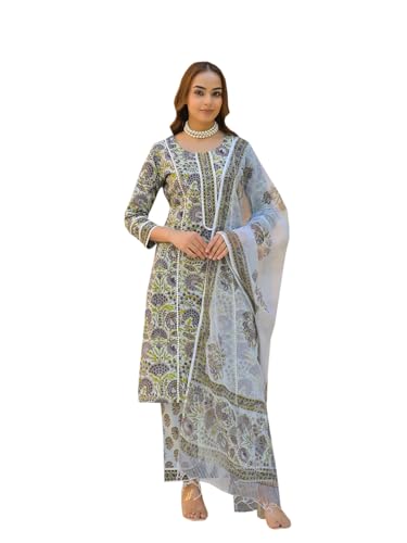 Divena Sea Green Cotton Block Print Kurta Pant with Dupatta