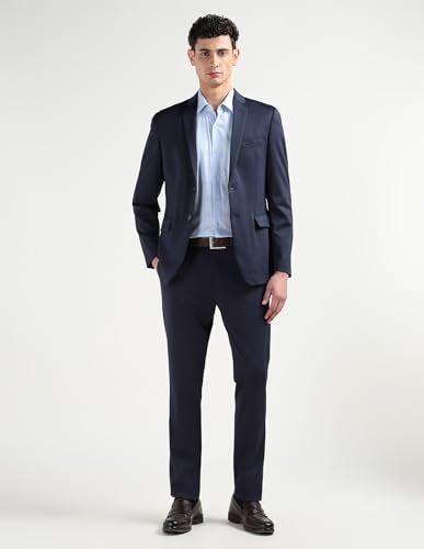 Arrow Men's Zero Calorie Slim Fit Textured Suit (ARAISU5604_Navy_36)