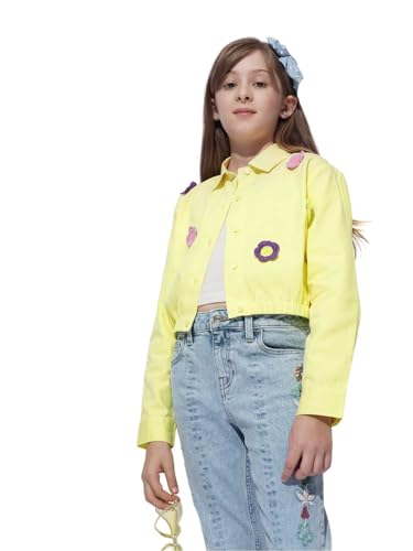 VERO MODA Girl Applique Cotton Relaxed Fit Yellow Shirt