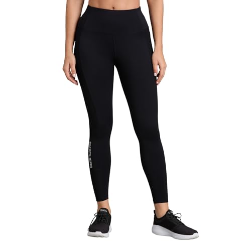 Skechers Women Rib Panelled Black Leggings