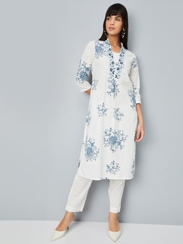 Max Women's Cotton Blend Kurta Set (CTKST54022_Off White
