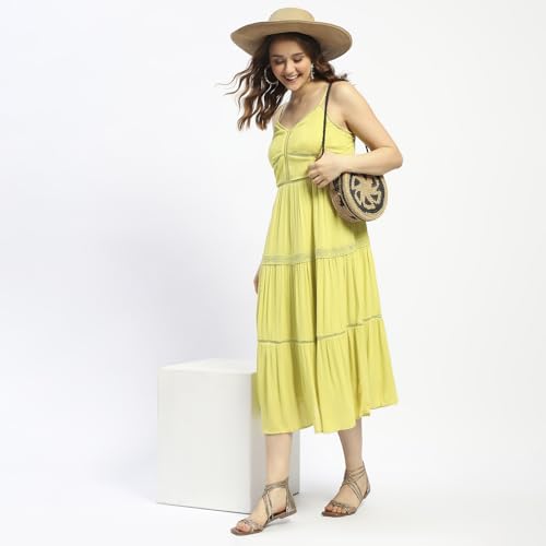 Madame Green Cotton Tiered Cami Dress