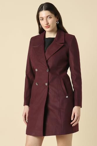 Women Maroon Solid Casual Jacket